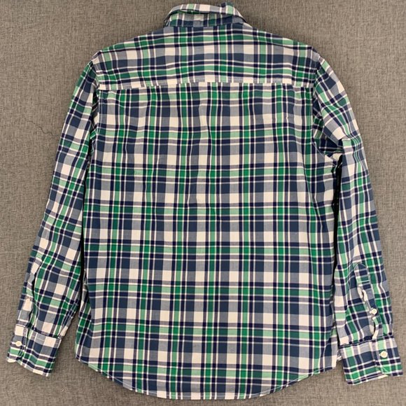 Men's Plaid Aeropostale Button Down Shirt Medium Long Sleeve 100% Cotton Green B - Picture 12 of 15